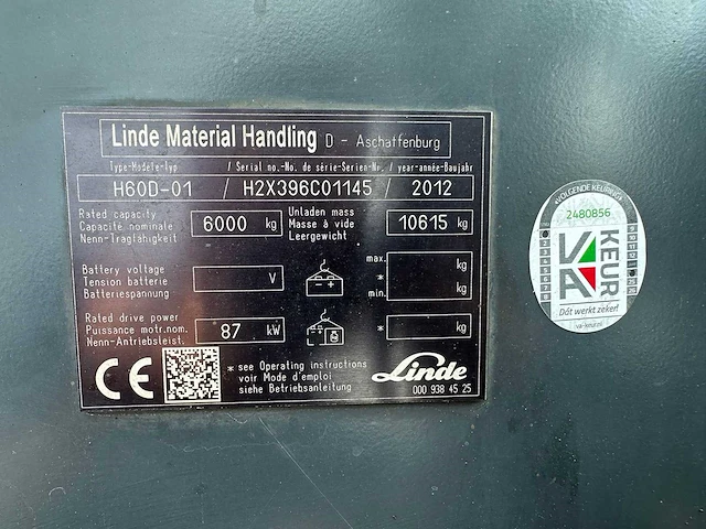 2012 linde h60d - 01 vorkheftruck - afbeelding 19 van  19