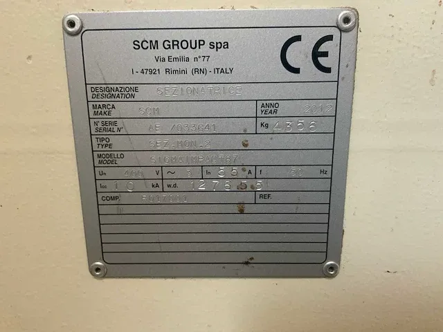 2012 scm sigma impact 87 platen opdeelzaagmachine - afbeelding 29 van  29
