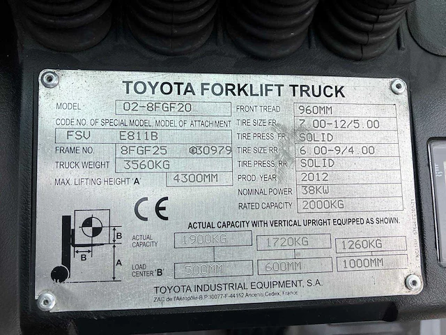 2012 toyota tonero 20 vorkheftruck - afbeelding 55 van  55