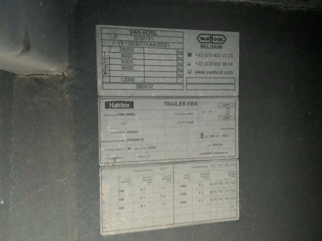 2012 van hool 3b0072 vrachtwagen oplegger - afbeelding 11 van  11