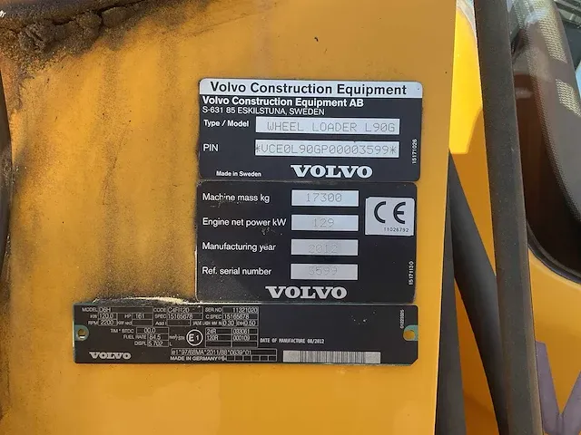 2012 volvo l90g wiellader - afbeelding 9 van  40