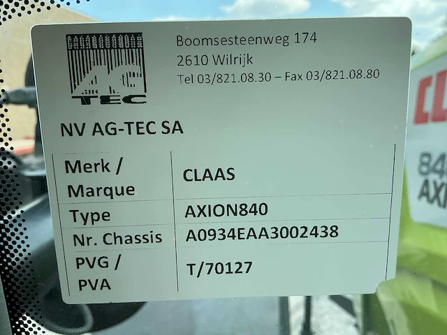 2013 claas axion 840 vierwielaangedreven landbouwtractor - afbeelding 8 van  28