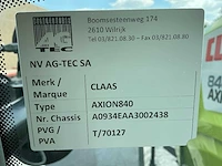 2013 claas axion 840 vierwielaangedreven landbouwtractor - afbeelding 8 van  28
