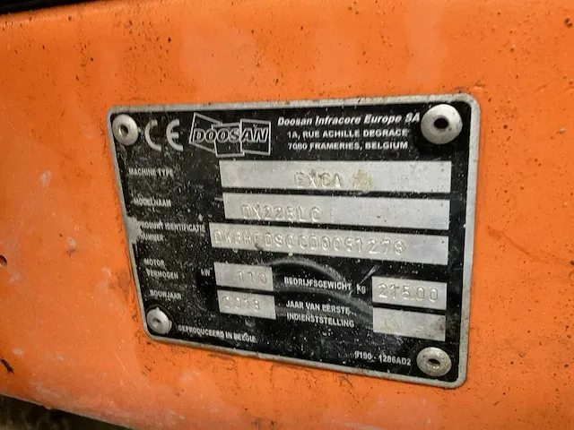 2013 doosan dx225lc rupsgraafmachine - afbeelding 4 van  14