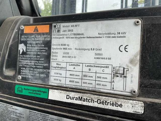 2013 hyster h3.5 fy vorkheftruck - afbeelding 9 van  24