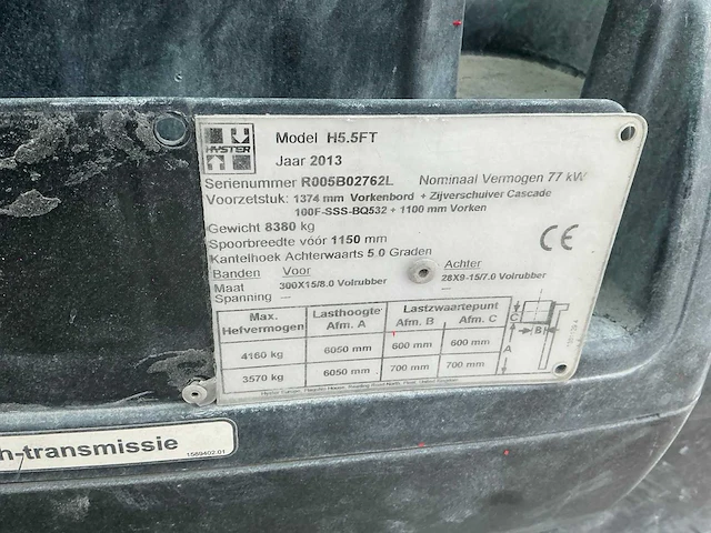 2013 hyster h5.5ft vorkheftruck (68056-5) - afbeelding 10 van  18