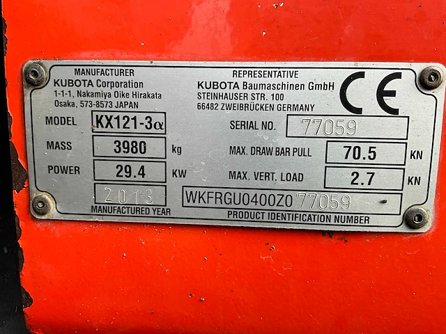 2013 kubota kx121-3 midigraafmachine - afbeelding 17 van  24