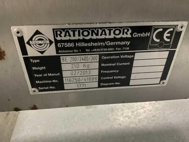 2013 rationator be200/2400/300 rvs opvoerband - afbeelding 7 van  8