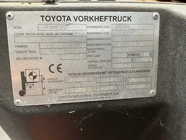 2013 toyota 7rbmf25 vorkheftruck - afbeelding 19 van  22