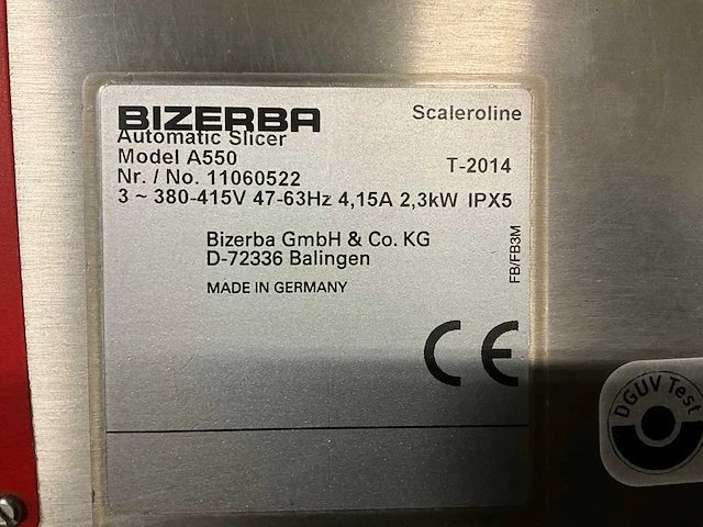 2014 bizerba a550 snijmachine - afbeelding 7 van  15
