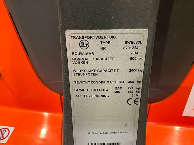 2014 bt swe080l elektrische palletwagen - afbeelding 12 van  14