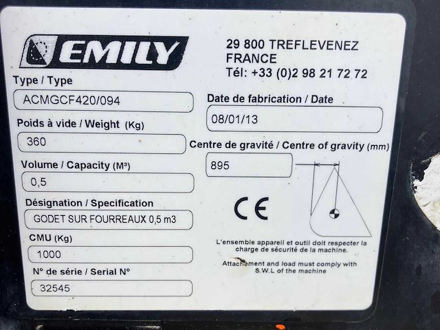 2014 emily acmgcf420/094 schepbak voor vorkheftruck - afbeelding 11 van  19
