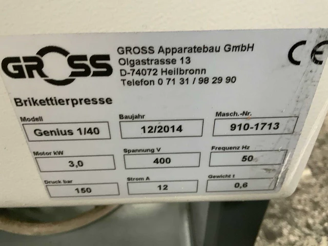2014 gross genius 1/40 briketteer presmachine - afbeelding 2 van  10