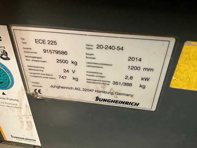2014 jungheinrich ece225 orderpicker (63025-82) - afbeelding 9 van  9