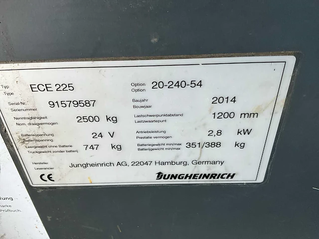 2014 jungheinrich ece225 orderpicker (63025-83) - afbeelding 9 van  9