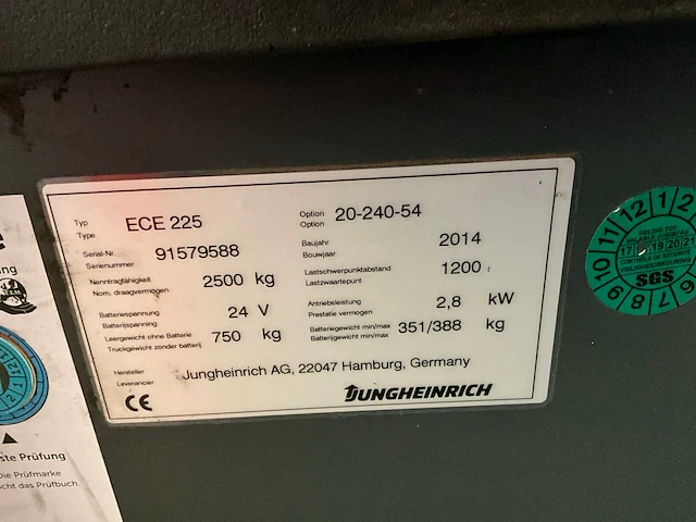 2014 jungheinrich ece225 orderpicker (63025-84) - afbeelding 8 van  8