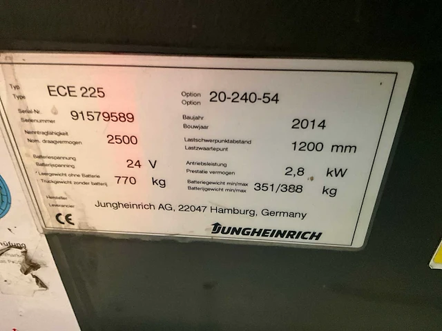 2014 jungheinrich ece225 orderpicker (63025-85) - afbeelding 8 van  8