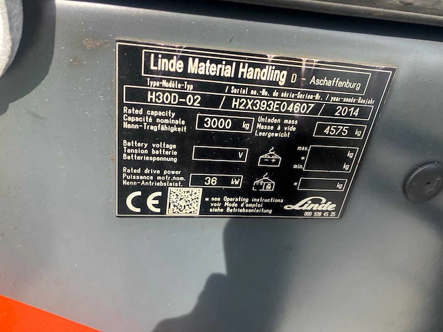 2014 linde h30d vorkheftruck - afbeelding 72 van  74