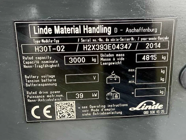 2014 linde h30t vorkheftruck - afbeelding 53 van  57
