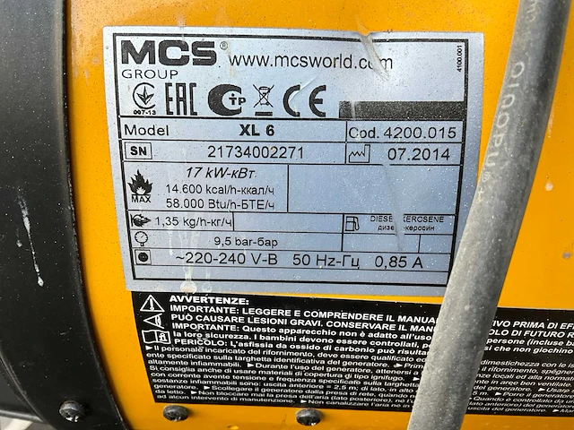 2014 mcs xl6 heater - afbeelding 5 van  5