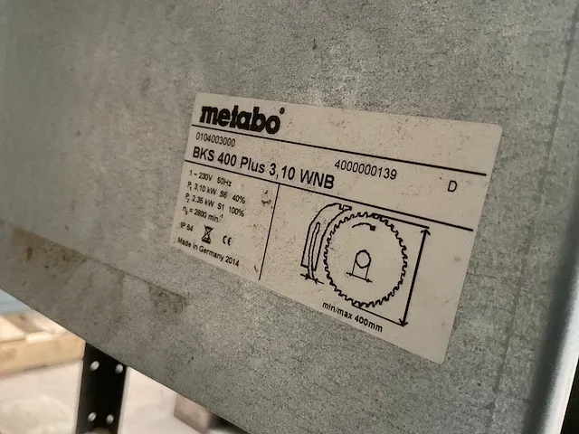 2014 metabo bks 400 plus 3,1 wnb zaagtafel - afbeelding 4 van  5