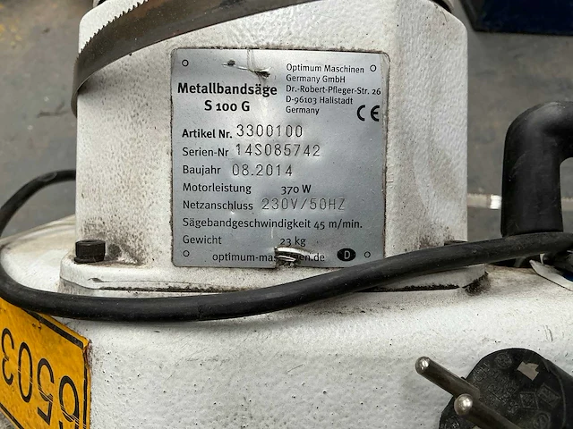 2014 optimum s100 g bandzaagmachine - afbeelding 5 van  5