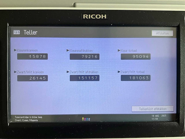 2014 ricoh mp c2003 laserprinter/scanner - afbeelding 7 van  11