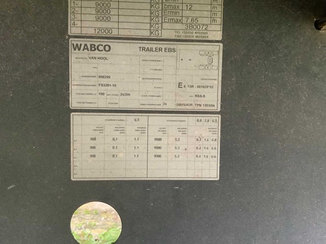 2014 van hool 3b0072 vrachtwagen oplegger - afbeelding 10 van  10