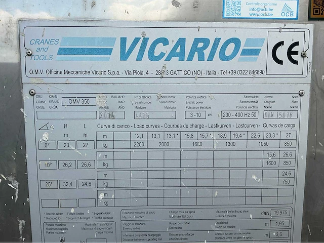 2014 vicario omv350 torenkraan - afbeelding 24 van  26