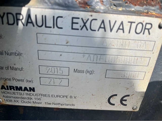 2015 airman ax38u-6a midi rupsgraafmachine - afbeelding 19 van  26
