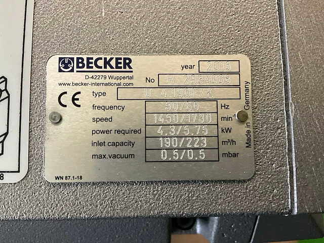 2015 becker u 4.190f/k vacuümpomp - afbeelding 7 van  7
