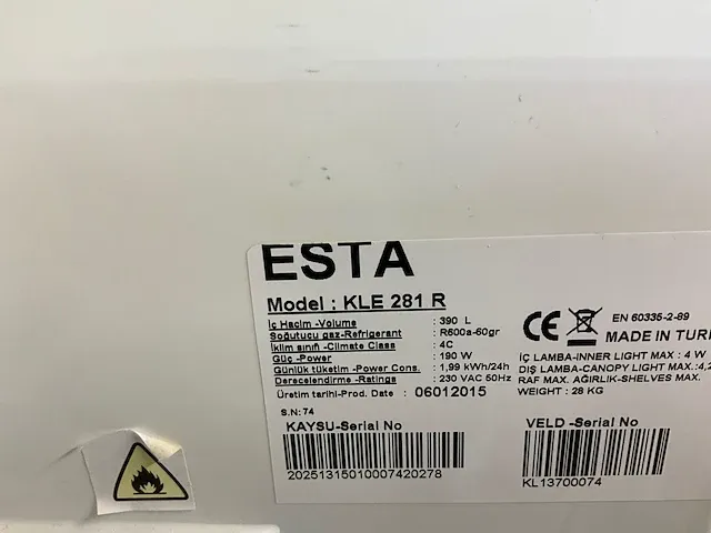 2015 esta kle281r koelvitrine - afbeelding 4 van  4