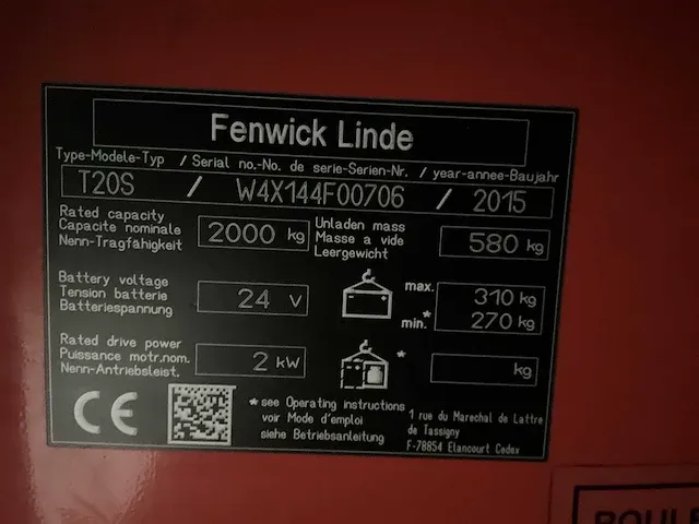 2015 fenwick-linde t20s elektrische palletwagen - afbeelding 9 van  9