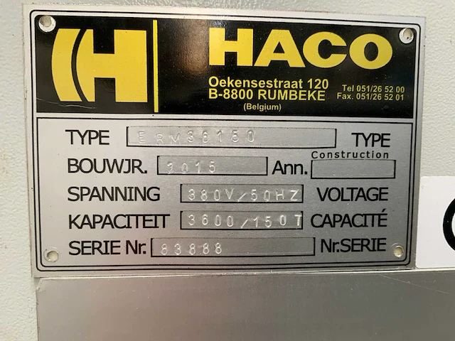 2015 haco erms36150 cnc-kantbank - afbeelding 10 van  10