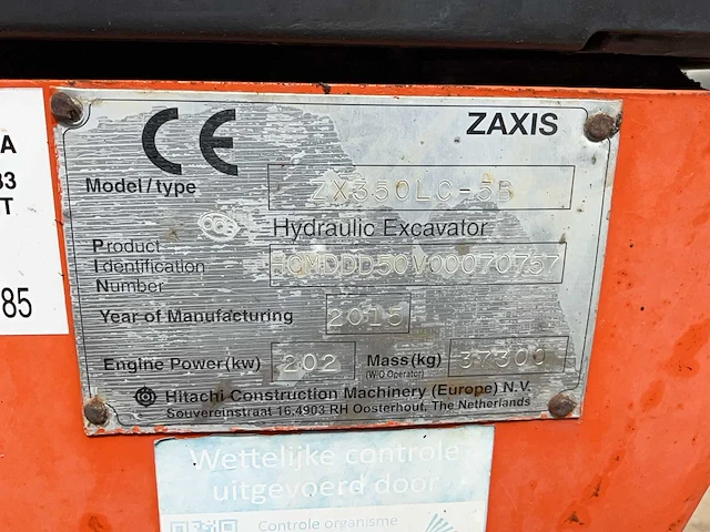 2015 hitachi zaxis 350lc-5b rupsgraafmachine long reach arm - afbeelding 5 van  13