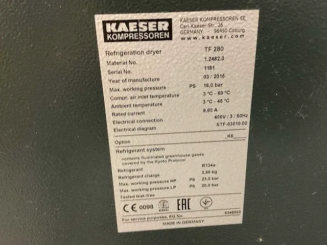 2015 kaeser secotec tf280 koeldroger - afbeelding 7 van  7