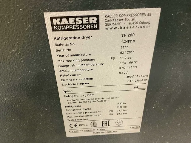 2015 kaeser secotec tf280 koeldroger - afbeelding 6 van  6