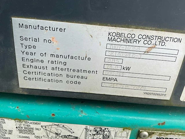 2015 kobelco sk140 srlc rupsgraafmachine - afbeelding 10 van  28