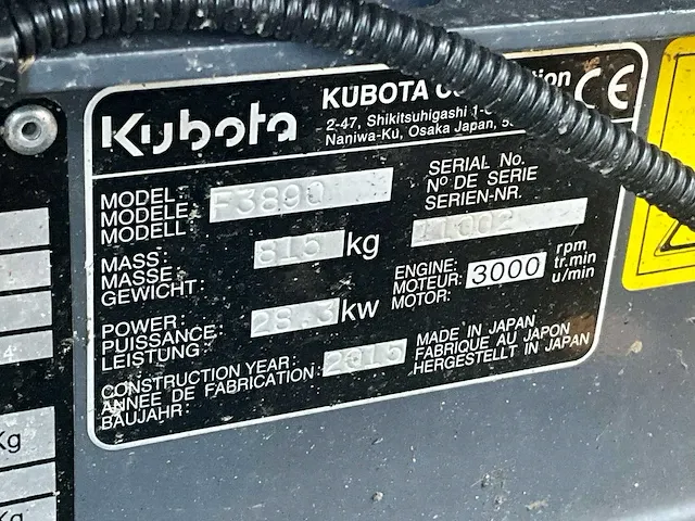 2015 kubota f3890 maaimachine - afbeelding 10 van  18