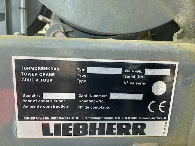 2015 liebherr 53k mobiele torenkraan - afbeelding 19 van  20
