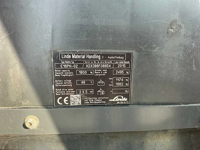 2015 linde e16ph-02 vorkheftruck - afbeelding 20 van  21