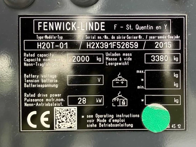 2015 linde h20t vorkheftruck met dubbele vork - afbeelding 61 van  64