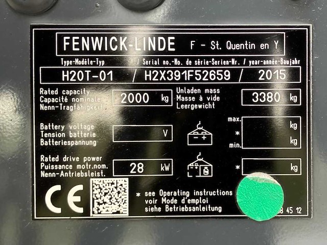 2015 linde h20t vorkheftruck met dubbele vork - afbeelding 61 van  64
