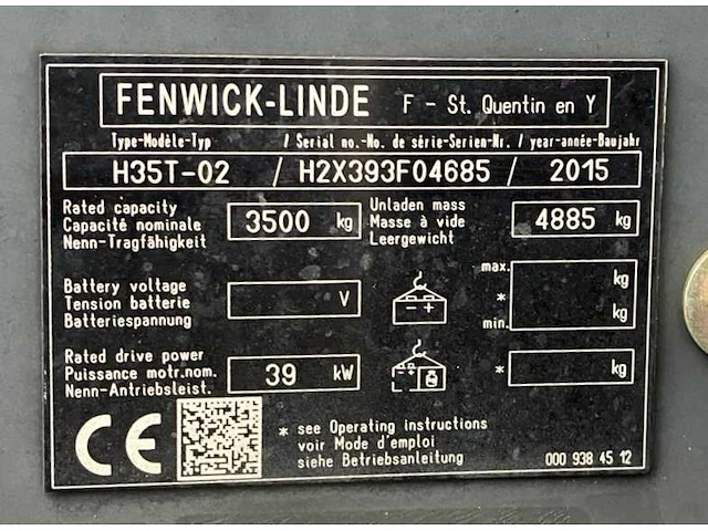 2015 linde h35t vorkheftruck - afbeelding 32 van  32