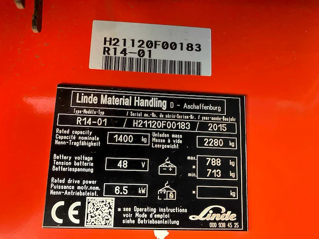 2015 linde r14 reach truck - afbeelding 55 van  59