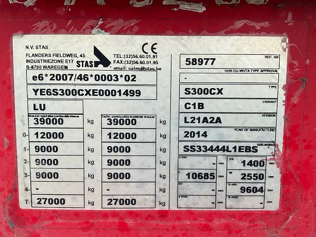 2015 stas s300cx oplegger - afbeelding 21 van  34