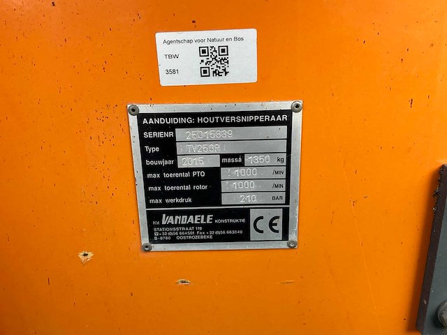 2015 vandaele tv250p houthakselaar - afbeelding 5 van  13