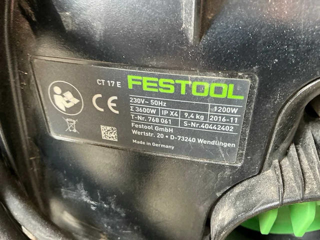 2016 festool ct17e industriële stofzuiger - afbeelding 4 van  4