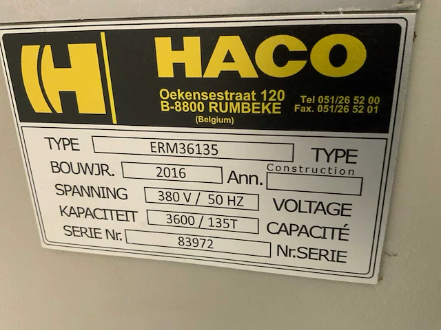 2016 haco erms36135 cnc kantbank - afbeelding 8 van  8