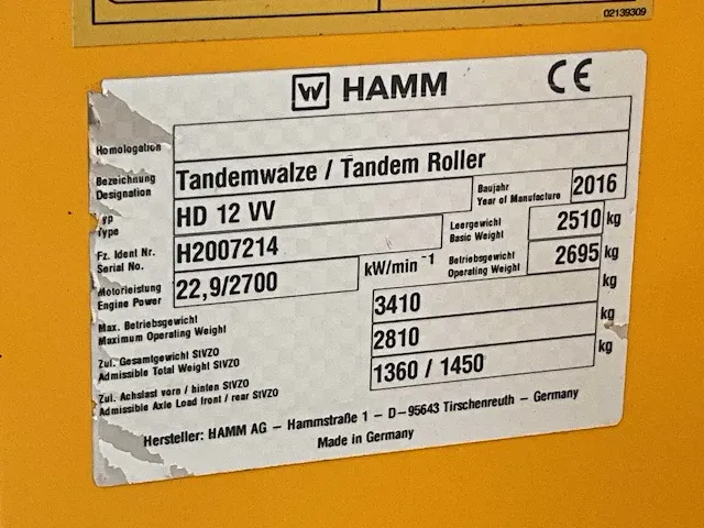 2016 hamm hd12 vv duowals - afbeelding 13 van  21